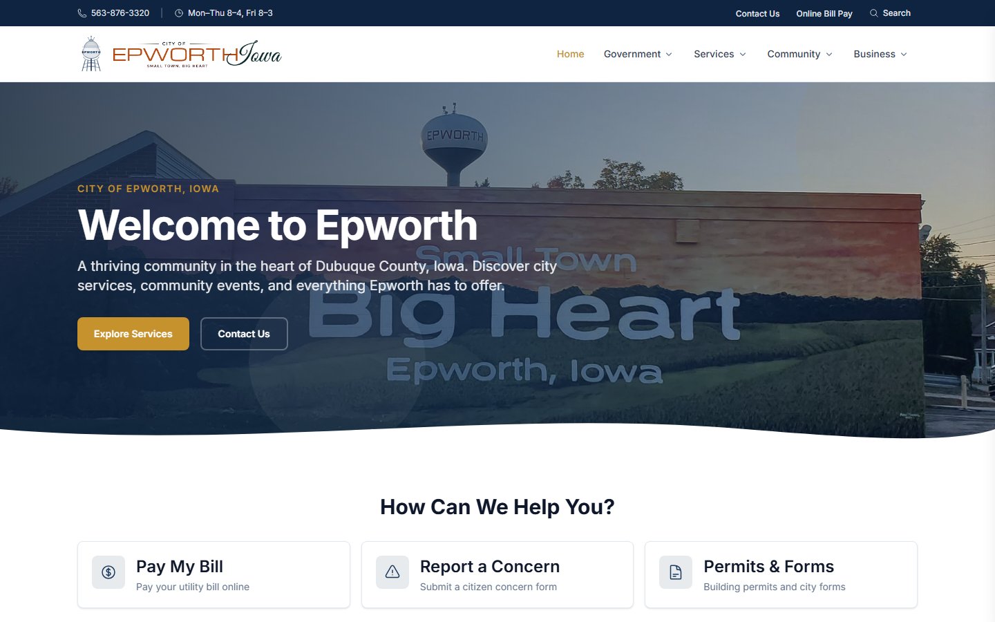 City of Epworth website screenshot