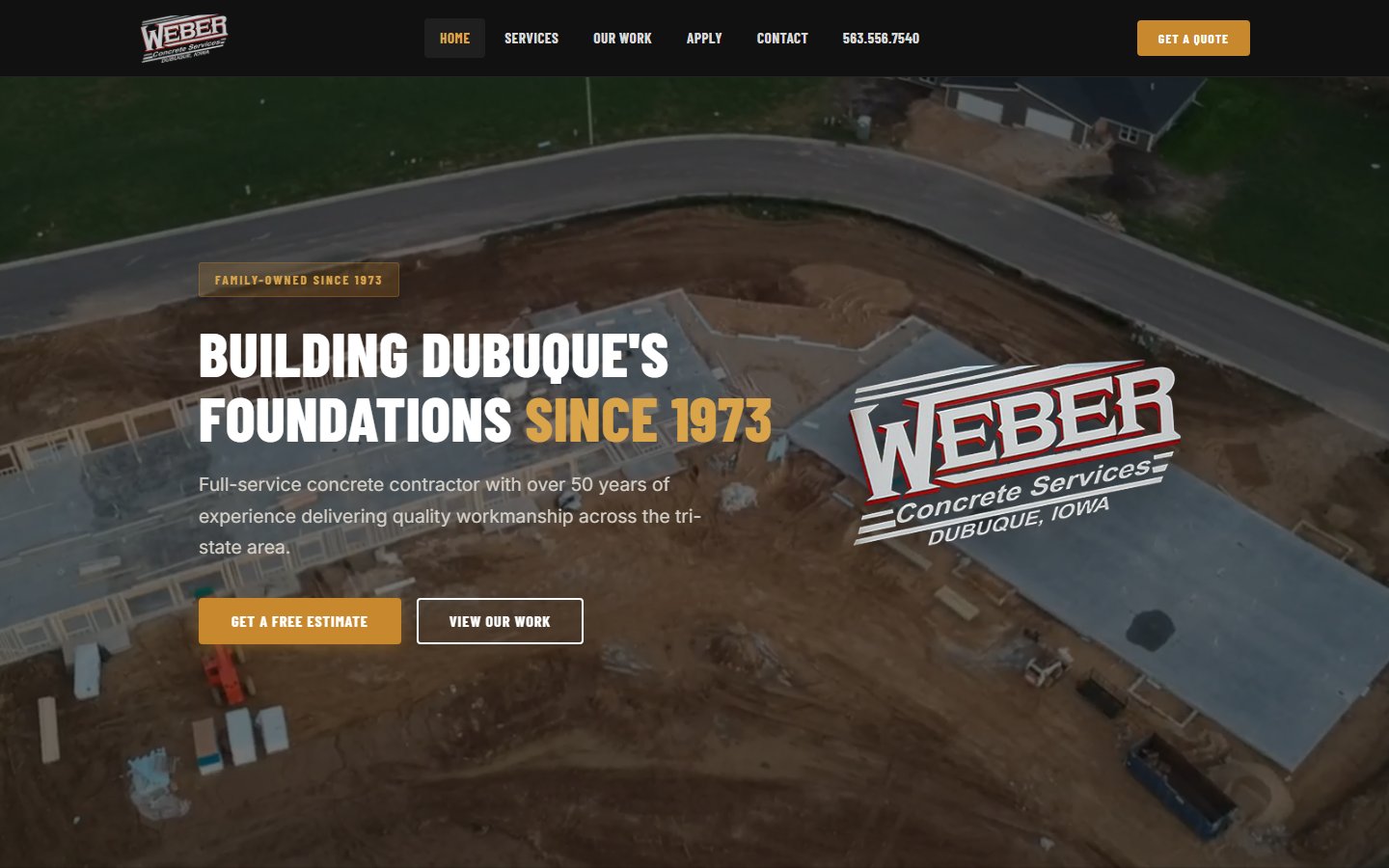Weber Concrete website screenshot